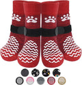 PUPTECK Anti Slip Dog Socks 2 Pairs with Double Grippers for Hardwood Floors, Shoes for Hot/Cold Pavement, Boots & Paws Protectors to Prevent Licking, Traction Booties for Senior Small Large Dogs
