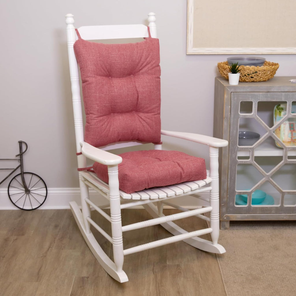Klear Vu Omega Non-Slip Rocking Chair Cushion Set, Assembled in USA, Thick Padding & Tufted Design, Includes Seat Pad & Back Pillow with Ties, 17x17 Inches, 2-Piece Set, Dusty Rose