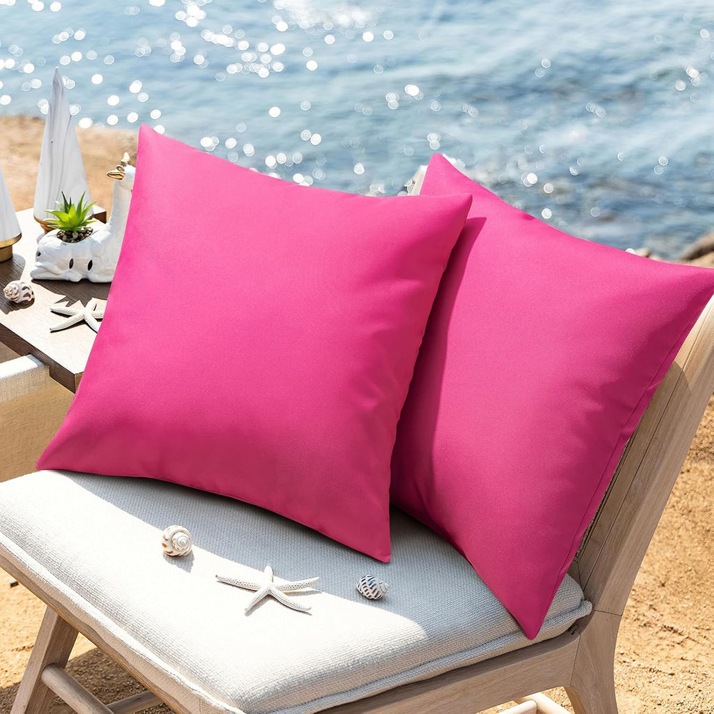 Phantoscope Pack of 4 Premium Dual Usage Outdoor Pillow Inserts, Waterproof Throw Pillows No Cover Needed, Colorful Decorative Couch Sham Cushion Stuffer Patio Couch Tent, Pink 18 x 18 Inches