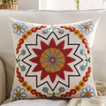 Embroidered Throw Pillow Cover 22x22 Classic Boho Floral Pattern Pillows Cover Outdoor Decorative Pillowcase,Durable Cozy Textured Cushion Case for Sofa Couch Bed Living Room,Orange