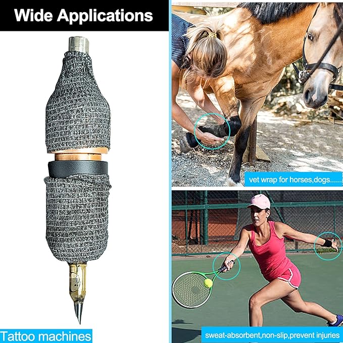 16 Pack Self Adhesive Bandage Wrap, 2" X 5 Yards Black Elastic Cohesive Bandage Wrap for Sports, Wrist, Ankle and Vet Wrap, Grip Tape