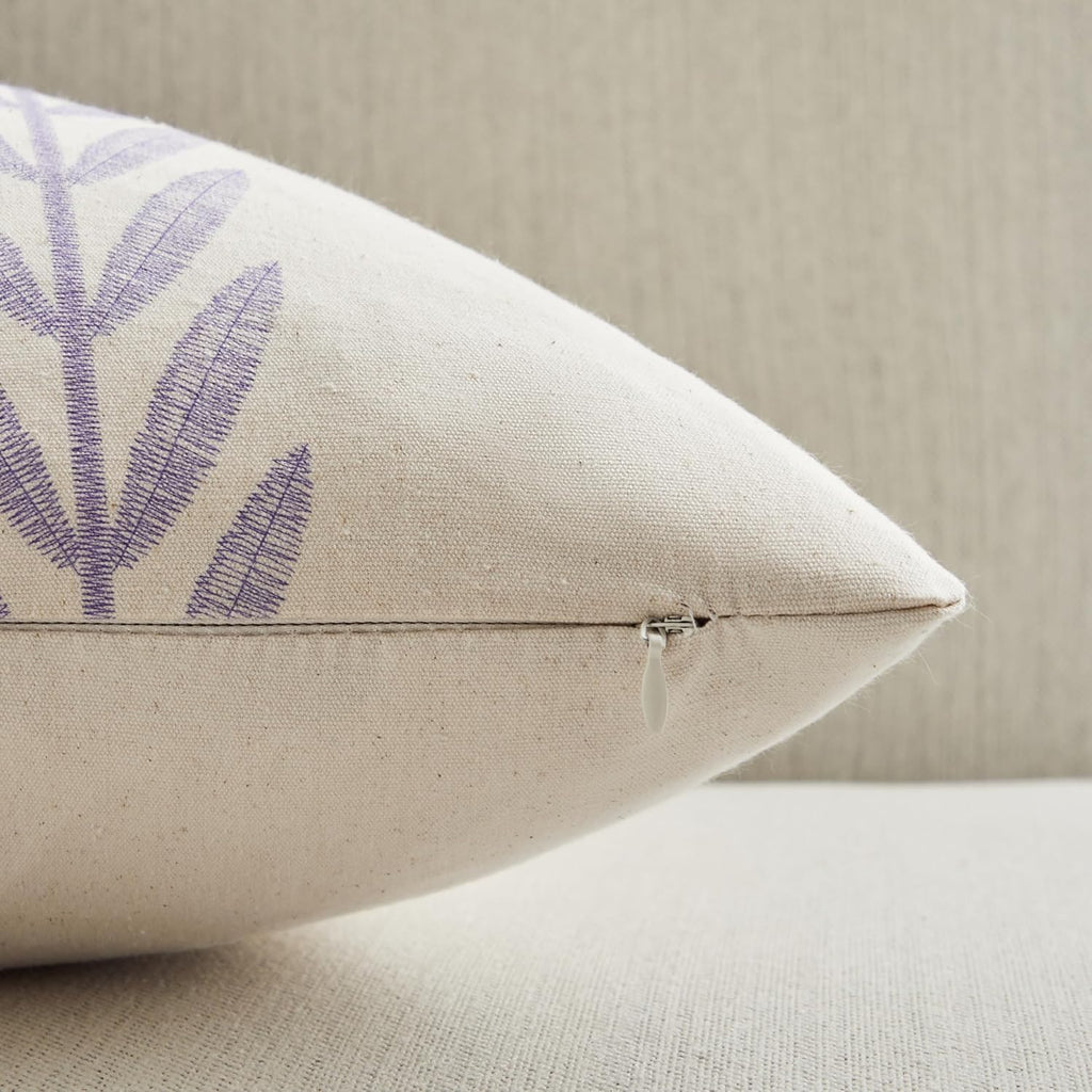 100% Cotton Farmhouse Leaves Lumbar Throw Pillow Covers Set of 2, 12x20 Inch Mixed Purple Pastoral Decorative Print Cushion Covers for Sofa Bed Living Room Home Decor