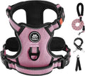 IVY&LANE No Pull Dog Harness for Small Dogs, Dog Vest Harness with Leash, Safety Belt and Storage Strap, Fully Adjustable, 360 Reflective Strip, Soft Handle (Pink, S)