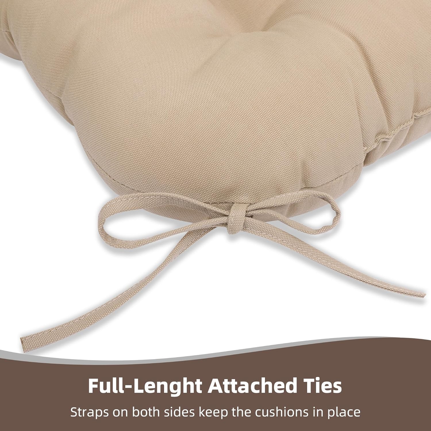 RACE LEAF 4 Pack 19x19 Inch Patio Chair Cushions, Thickened Seat Cushions Waterproof Stain Resistant with Non-Slip Ties (Khaki)