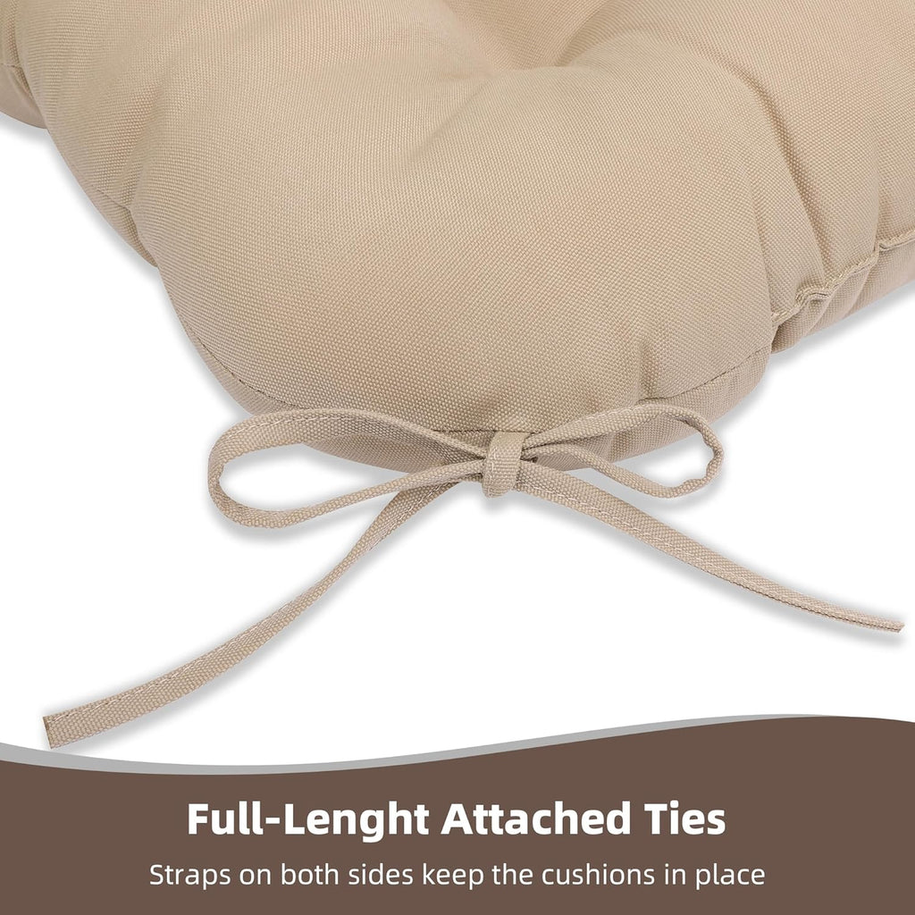 RACE LEAF 4 Pack 17x17 Inch Patio Chair Cushions, Thickened Seat Cushions Waterproof Stain Resistant with Non-Slip Ties (Khaki)