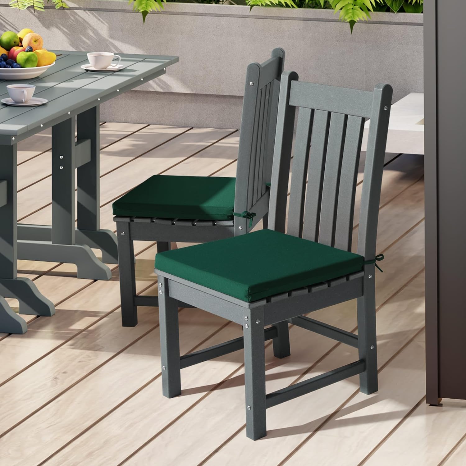 WestinTrends Solace Outdoor Patio Kitchen Dining Chair Square Seat Cushions Set of 4, 19 x 17, Green