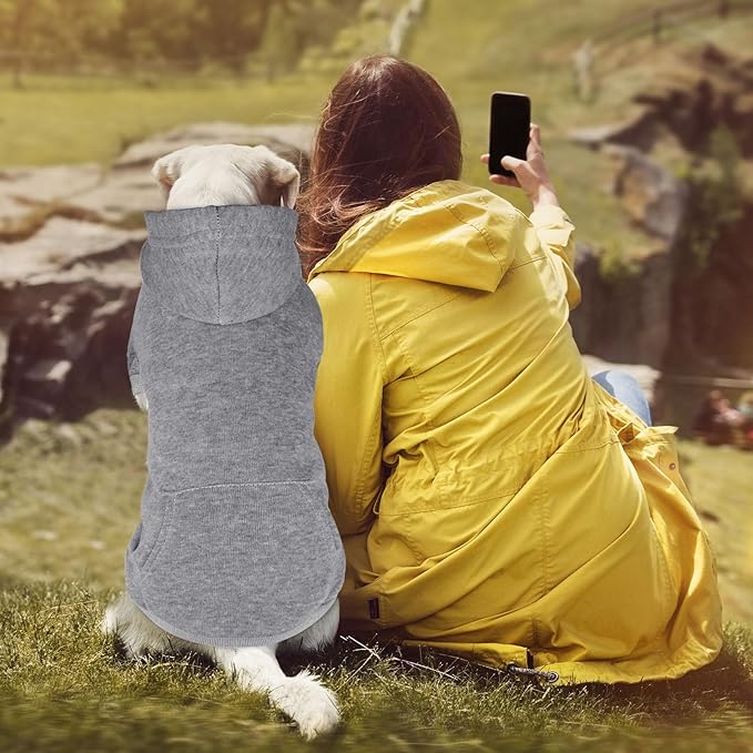 Dog Hoodie Dog Sweater Solid Grey-Large