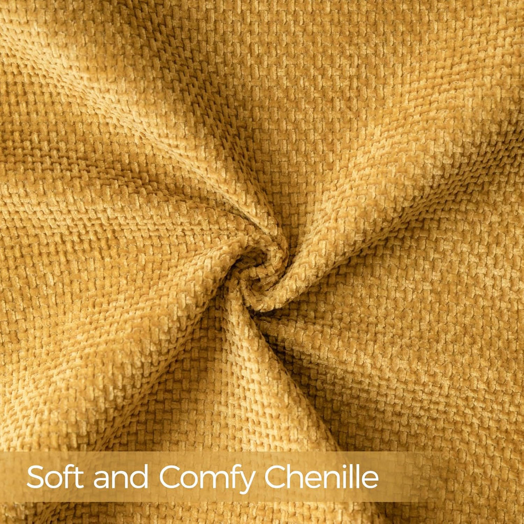 a moment Fall Mustard Yellow Chenille Throw Pillow Covers 16x16 Inch Pack of 2 Modern Decorative Throw Pillow Covers Farmhouse Cross Covers Home Decor for Sofa Bedroom Living Room