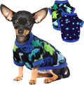 2 Pieces Dog Sweaters for Small Dogs, Fall Winter Fleece Dog Clothes, Soft and Warm Puppy Sweater Doggie Coat for Winter Pet Cloting for Chihuahua Yorkie (Stars, Dinosaurs, XX-Small)
