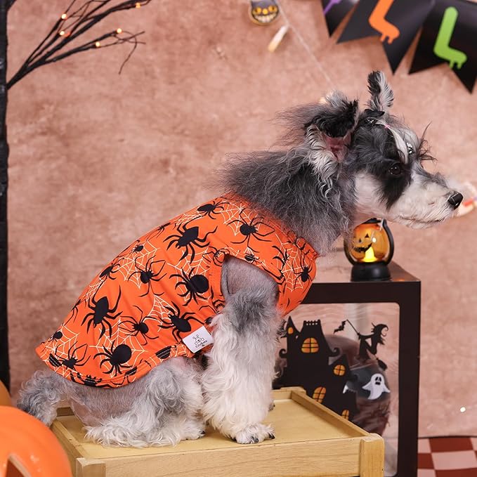 CuteBone Halloween Dog Shirts 2-Pack Soft Pet Clothes Breathable Summer Vest for Small Puppy and Stretchy Cat Apparel 2BX22M