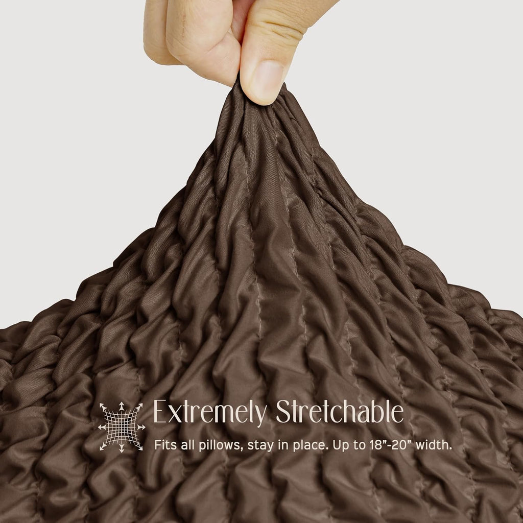 Throw Pillow Covers 18x18 Inch Solid Stretch Fabric Flexible Size Decorative Pillow Covers 20x20 Inch with Hidden Zipper Farmhouse Square Cushion Case for Couch Sofa Bed (Pack of 1, Brown)