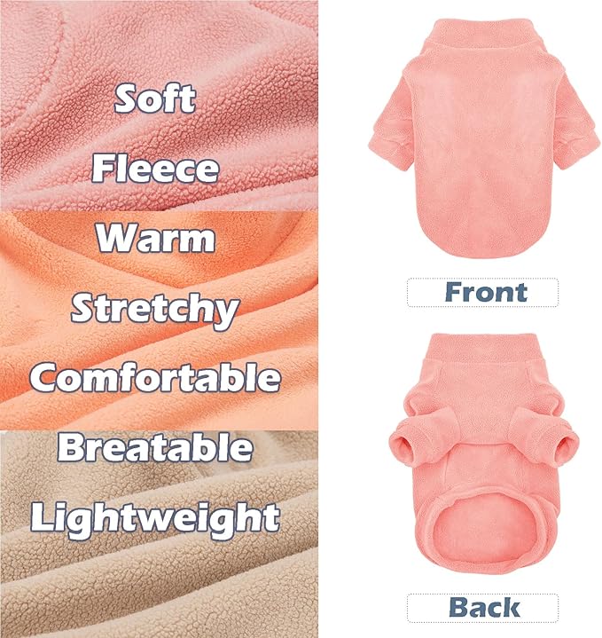 Dog Sweater, 3 Pack Dog Sweaters for Small Dogs Girl Boy, Ultra Soft Warm Puppy Clothes Dog Coat for Winter (Peach+Lt Camel+Pink, Large)
