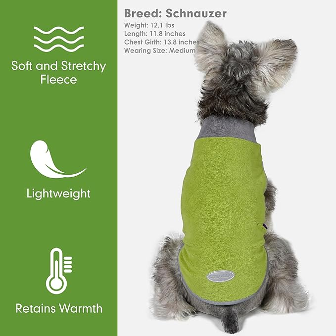 cyeollo 2 Pack Dog Sweater Fleece Vest Dog Sweatshirt Reflective Lightweight Pet Clothes for Medium Large Dogs Boy Girl Pet Apparel Grass Green & Grey, XXL