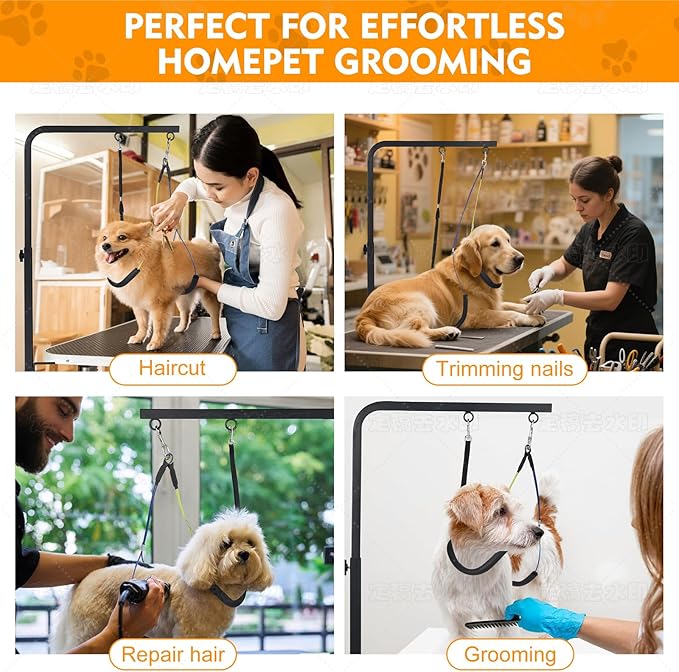 Dog Grooming Arm, 29" Height Adjustable Pet Grooming Arm with Clamp for Small and Medium Dogs,Grooming Loop and No Sit Haunch Holder