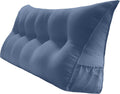 Triangular Reading Bed Rest Pillow Large Bolster Cushion Headboard Backrest Wedge Pillow with Removable Cover and Two Large Side Pockets (Blue, California King: 71 x 8 x 20 inches)