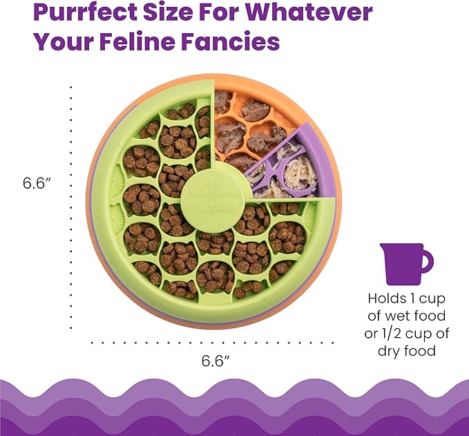 Catstages Kitty Lickin' Layers 3-Tier Interactive Cat Slow Feeder Treat Puzzle Toy, Dry or Wet Food, Mental Stimulation, Foraging, 6.6 inches, 80+ Compartments