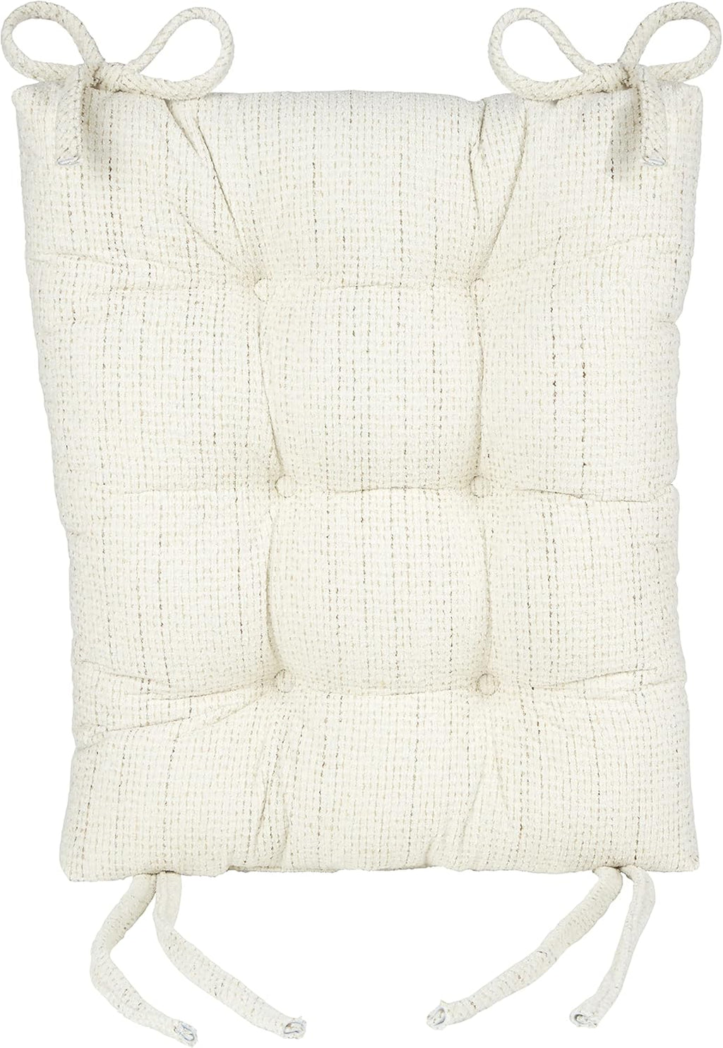 Klear Vu Omega Non-Slip Rocking Chair Cushion Set, Assembled in USA, Thick Padding & Tufted Design, Includes Seat Pad & Back Pillow with Ties, 17x17 Inches, 2-Piece Set, Tyson Birch