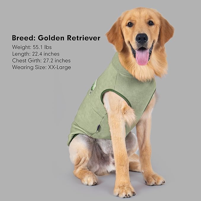 cyeollo 2XL Fleece Dog Sweater, Stretchy Pullover Fleece Vest with Turtleneck Dog Sweatshirt Warm Winter Clothes for Medium to Large Dogs Boy Pet Apparel, Green XXL