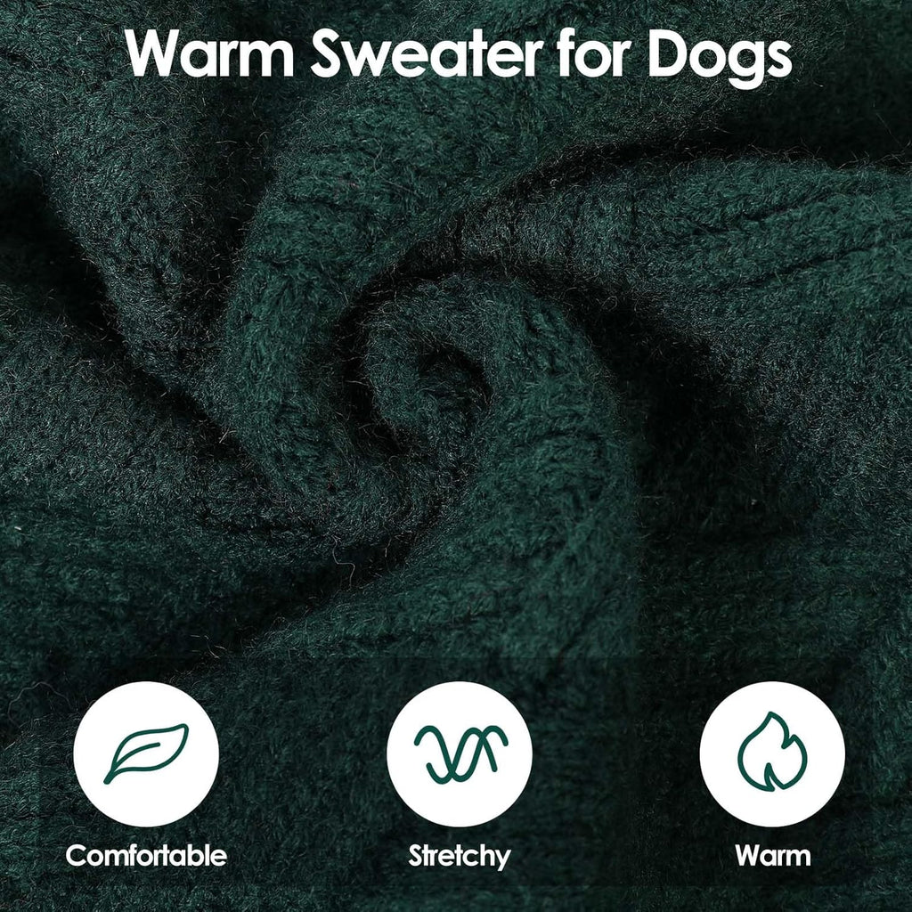 SUNFURA Dog Sweater Large Size Dog, XXL Pet Sweaters for Extra Large Dogs, Doggy Warm Turtleneck Christmas Sweatshirt Cold Weather Knit Pullover for Golden Retriever, Green XXL