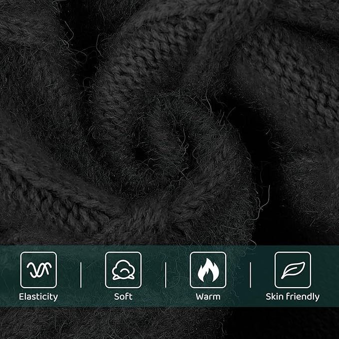 Queenmore Small Dog Pullover Sweater, Cold Weather Cable Knitwear, Classic Turtleneck Thick Warm Clothes for Chihuahua, Bulldog, Dachshund, Pug (Black, Large)