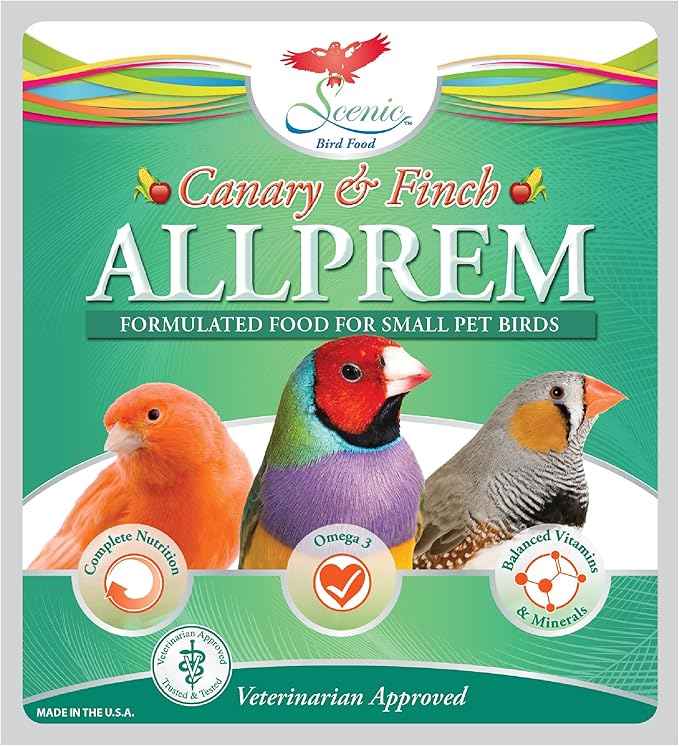 Scenic Allprem Canary and Finch Bird Food | Formulated Diet | Apple and Corn Flavor (2 lb (Pack of 2))