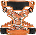 HEELE Dog Harness, No Pull Adjustable Padded Reflective Harness for Small Medium Large Dogs with Handle for Walking Training, Flower-Orange,L