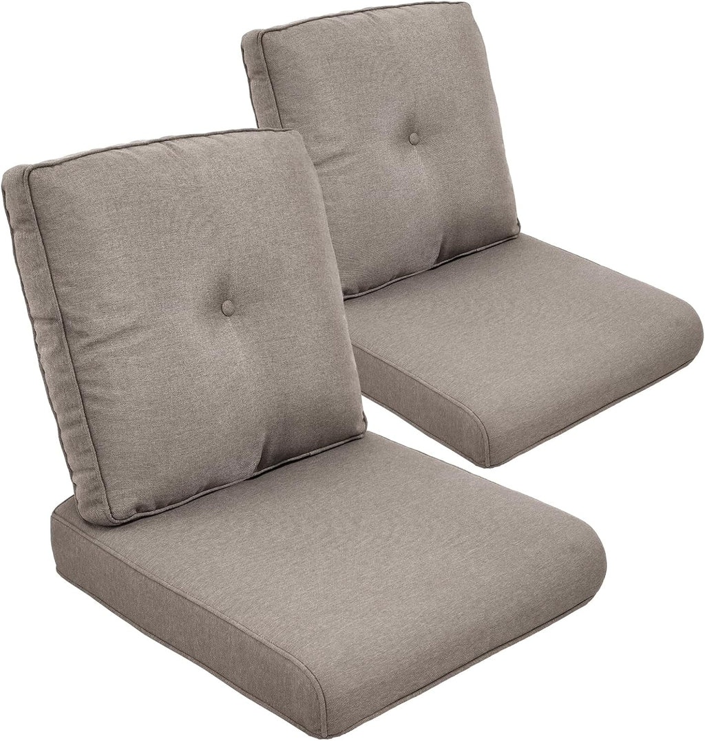 Outdoor Chair Cushions Set of 2, Waterproof Outdoor Seat Cushion 25x22, Patio Cushions for Outdoor Furniture, Replacement Couch Cushion, Include 2 Back & 2 Seat Cushions, Button/Grey