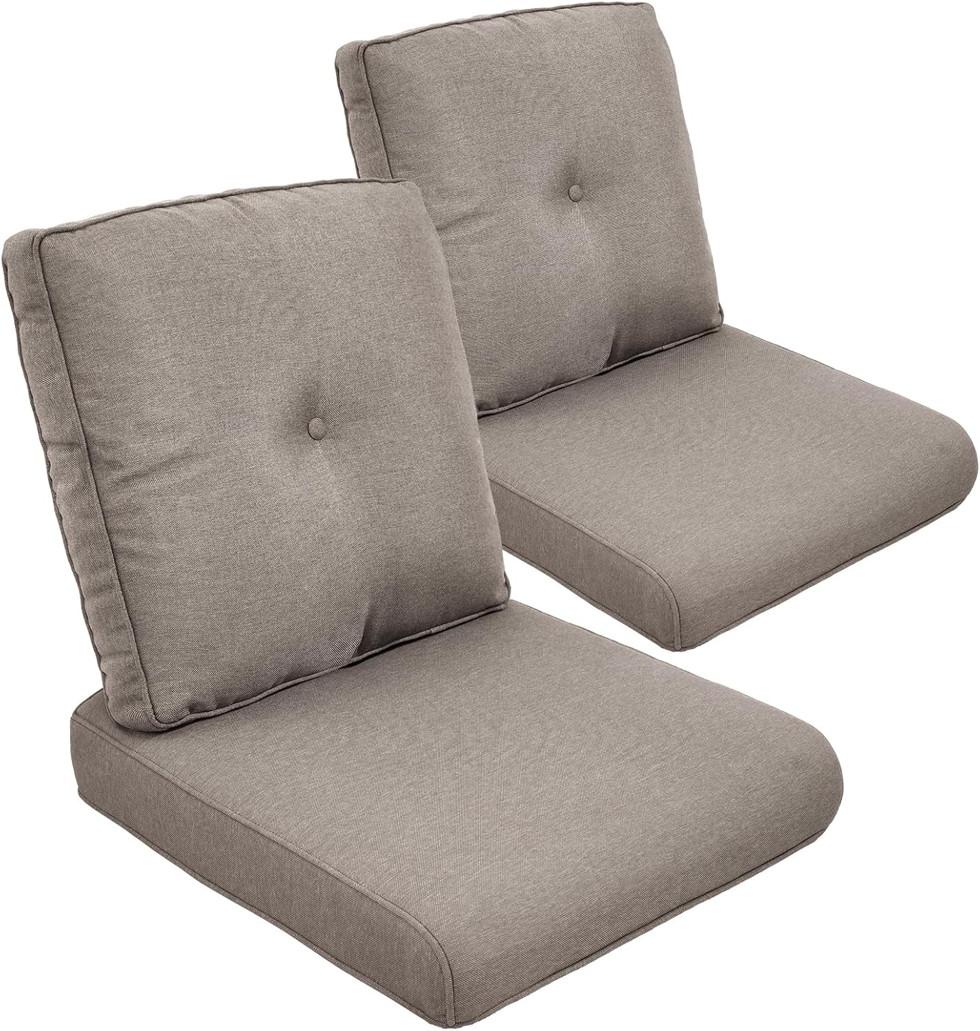 Outdoor Chair Cushions Set of 2, Waterproof Outdoor Seat Cushion 25x22, Patio Cushions for Outdoor Furniture, Replacement Couch Cushion, Include 2 Back & 2 Seat Cushions, Button/Grey
