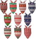 Weewooday 50 Pcs Christmas Bandanas for Dogs Xmas Bandanas Bulk with Ugly Sweater Patterns Soft Bibs Adjustable Triangle Doggie Scarf for Small Medium Large Pet (25.6 x 17.7 x 17.7 Inch)