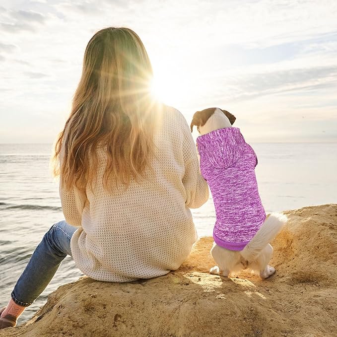 Purple&M Dog Hoodie Fleece Sweater for Medium Dogs - Soft Dog Clothes Sweatshirt with Pocket