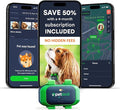 GPS Pet Tracker for Dogs - Dog Tracker Fits on Your Pets Collar, Waterproof, Smart App Controllable Geofencing and Pet Location History (Dog - 4 Months Included)