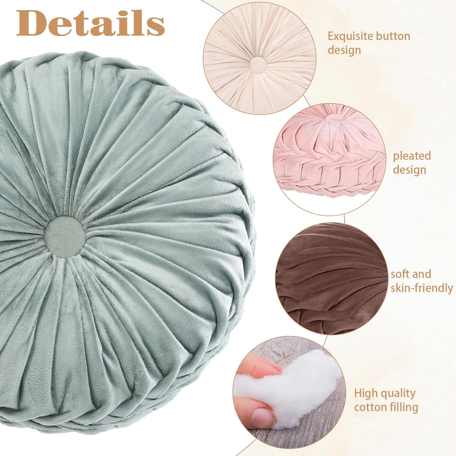 Yerliker 6 Pcs Floor Pillow Cushions 15inch Round Velvet Throw Pillows Colorful Flexible Cushions Alternative Pillows for Couch Chair Living Room Bedroom Home Office Decor(Boho Color)