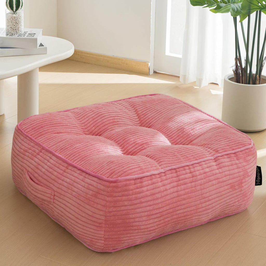 8" Washable Floor Pillow Cushion for Adults, Meditation Cushion Pillow, Large Square Floor Sitting, Removable Tufted Corduroy Cover, for Tatami Living Room or Yoga, 22x22 Inch, Machine Washable