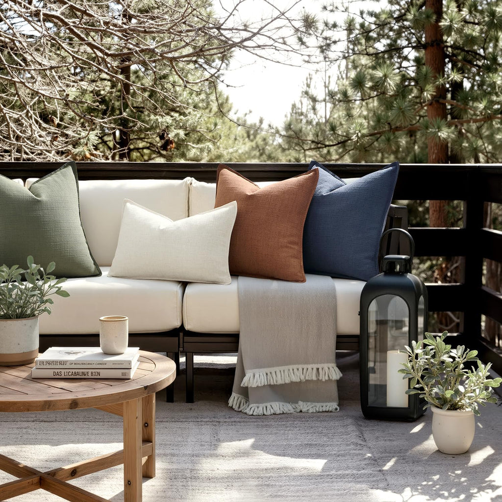 MIULEE Decorative Euro Sham Pillow Covers 24x24, 2 Pack Large Boho Farmhouse Neutral Throw Pillows for Bed, Thick Textured Modern Linen Cushion Cases Couch Sofa Living Room Home Decor, Cream White