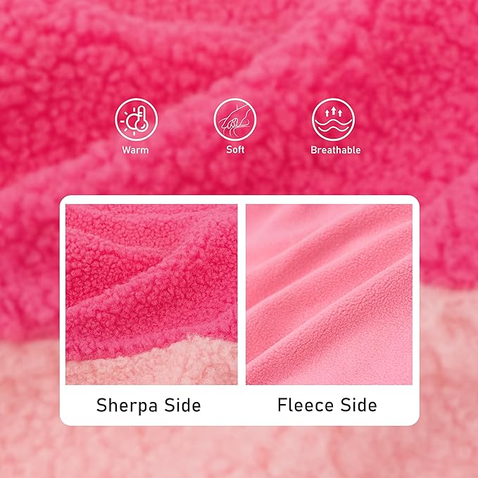 cyeollo Warm Dog Coat Sherpa Dog Winter Coat, Reversible Fleece Dogs Jackets Sweater Vest for Small Dogs Male with Leash Hole, Soft Cold Weather Pet Clothes, Rose Red L