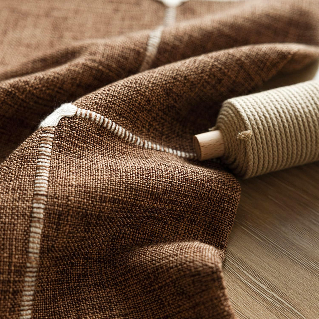 Foindtower Pack of 2 Decorative Faux Linen Jacquard Check Throw Pillow Covers Farmhouse Cushion Cover with Grid Textured Accent Pillowcase for Couch Sofa Living Room Home Decor,16×16 Inch,Orange Brown