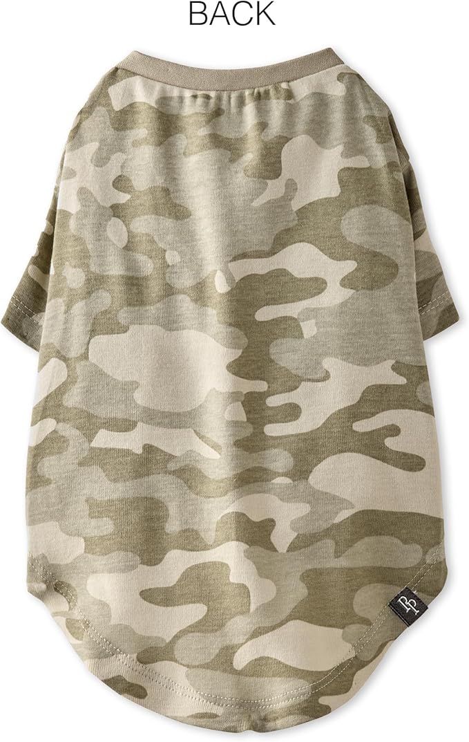 Toby II - The Perfect Tee, 3 Pack Short Sleeve Pet T-Shirt 100% Organic Cotton Tees Clothes for Small, Medium, Large Dogs, Sage Camo, Small