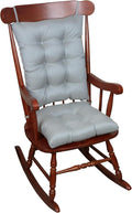 Klear Vu Omega Non-Slip Rocking Chair Cushion Set, Assembled in USA, Thick Padding & Tufted Design, Includes Seat Pad & Back Pillow with Ties, 17x17 Inches, 2-Piece Set, Solid Gray