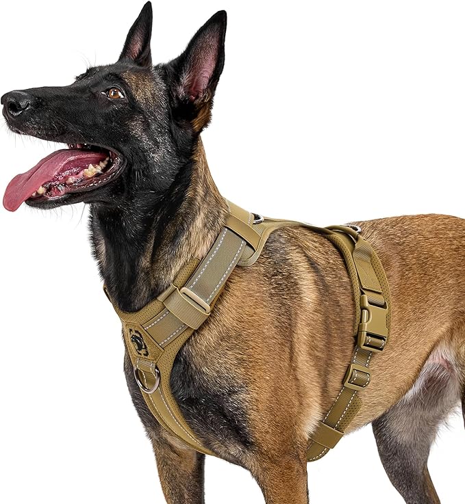 OneTigris Dog Harness, Soft Padding No Pull Dog Vest Harness, Durable High-Tensile Nylon, Adjustable Tactical Harness for Medium and Large Dogs with Reflective, 1 Handle, 3 D-Rings