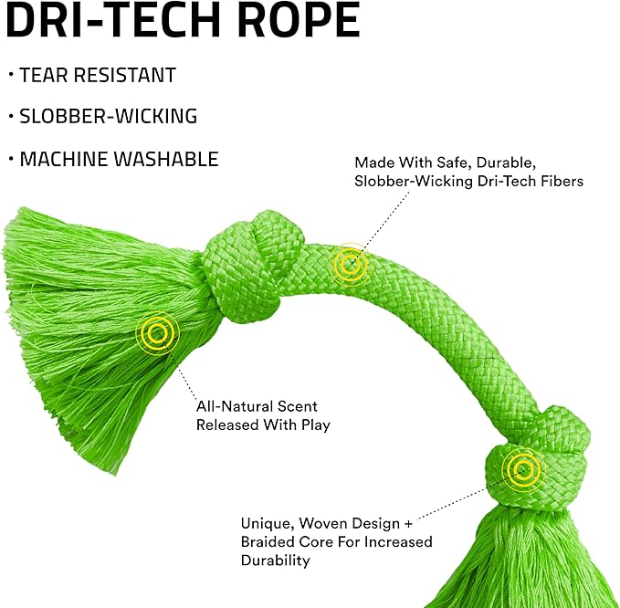 Playology Dog Toys | Dri-Tech Rope Toy Tug of War Rope for Aggressive Chewers | Medium Sweet Potato Scented Toy - Easy to Clean and Made from Non Toxic Materials