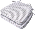 AAAAAcessories D-Shaped Chair Cushions, 2" Thick Dining Chair Pads with Ties and Removable, Machine-Washable Cover, 17" x 16", Set of 2, Pinstripe Brown