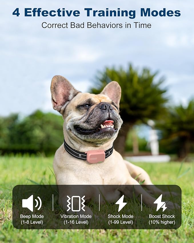 Jugbow Dog Shock Collar - 4200FT Dog Training Collar with Remote Innovative IPX7 Waterproof with 4 Training Modes, Rechargeable E-Collar for All Breeds Pink