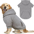 4XL Dog Sweaters for Large Dogs,Dog Hoodie,Cozy Fleece Interior Sweatshirt with Hood & Pocket,Leash Hole,Pet Clothes Sweater Hoodie for Large Dogs,Grey&4XL