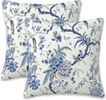 Chinoiserie Throw Pillow Cover Case Blue White Flowers Throw Pillows Set of 2 Super Soft Pillow Covers 20x20 Inches Farmhouse Home Decor for Living Room Bedroom Sofa Couch Cushion Cover