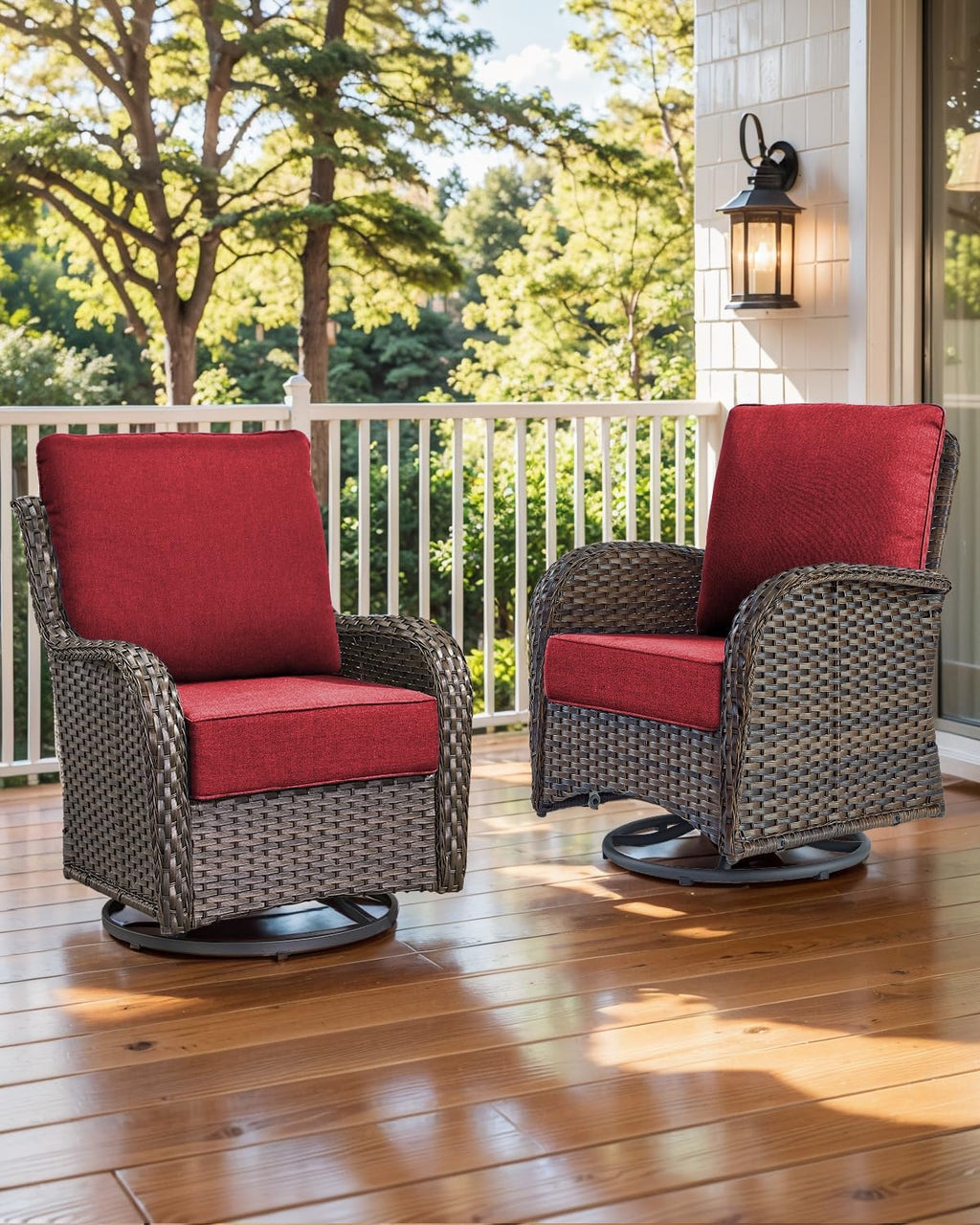 Luxury 22x24/22x25 6-Inch Outdoor Deep Seat Cushions Set of 6 - Comfortable Patio Zipper Chair Cushion for Outside Wicker Dining Rocking Swivel Chairs Loveseat Couch Sectional Sofa - Red