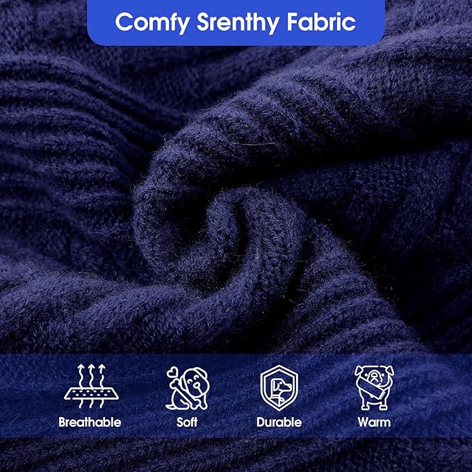 ASENKU Dog Sweater, Dog Sweaters for Medium Dogs, Warm Pullover Doggie KnitTurtleneck Warm Clothes for French Bulldog, Boston Terrier（Royal Blue, L）