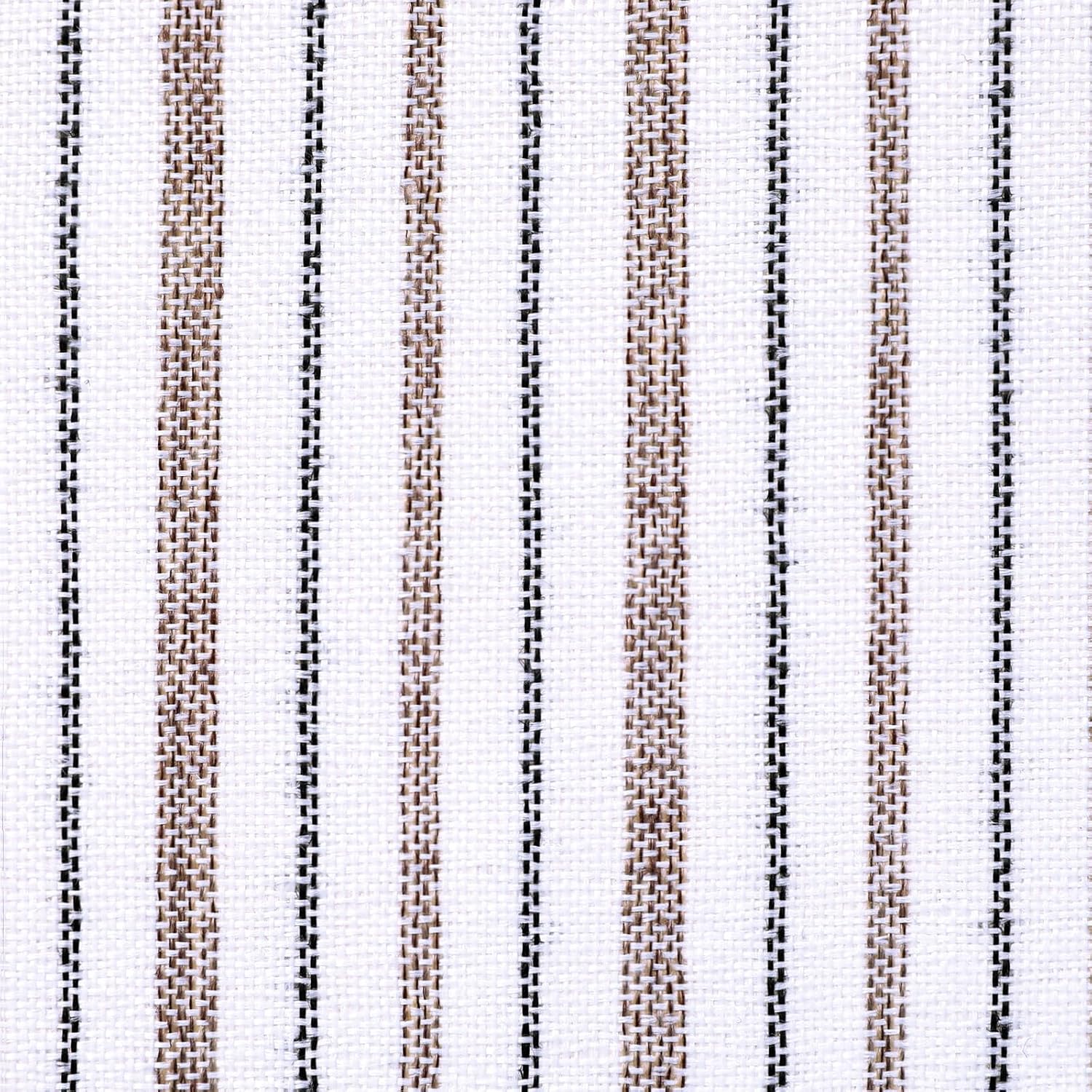 AAAAAcessories D-Shaped Chair Cushions, 2" Thick Dining Chair Pads with Ties and Removable, Machine-Washable Cover, 17" x 16", Set of 6, Pinstripe Brown