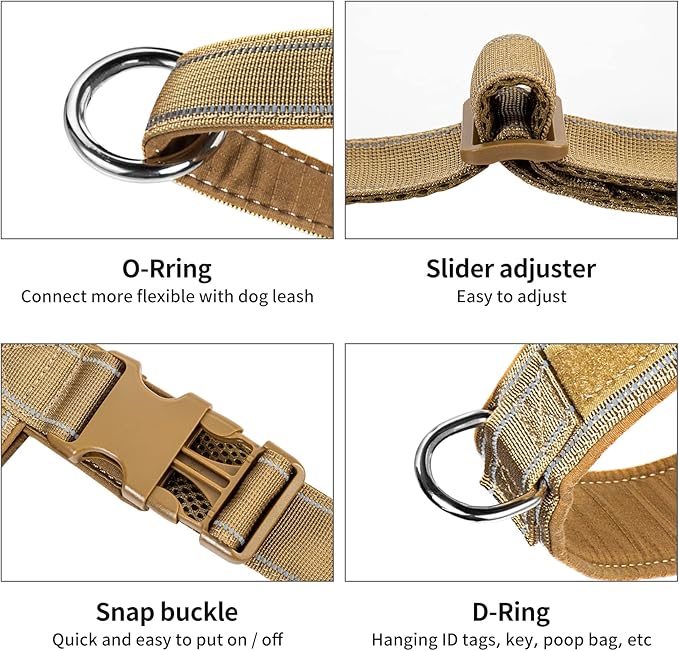 Annchwool No Pull Dog Harness with Soft Padded Handle,Reflective Strip Escape Proof and Quick Fit to Adjust Dog Harness,Easy for Training Walking for Small & Medium and Large Dogs(Brown,M)