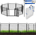 ADAVIN 32 in(H) Garden Fences and Borders,1 Gate+7 Panels Dog Fence Outdoor for Yard, Heavy Duty Iron Metal Animal Barrier Fence, Portable Fence, Flower Garden Fencing,Total 17.7 Ft(L), Black