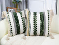 PANOD Chenille Farmhouse Throw Pillow Covers 16 x 16 Dark Green, Neutral Boucle Couch Pillow Cover, Striped Decorative Boho Coushion Cover Pillow Case for Couch Bed Sofa Bedroom,Modern Accent,Set of 2